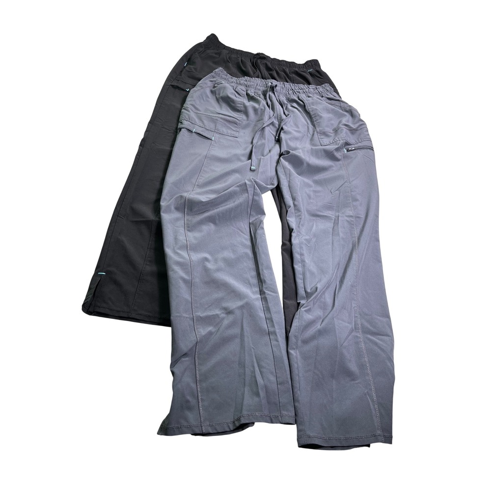 ScrubStar Scrub Pants Lot of 2 Womens Large Gray Black Jogger Utility Medica